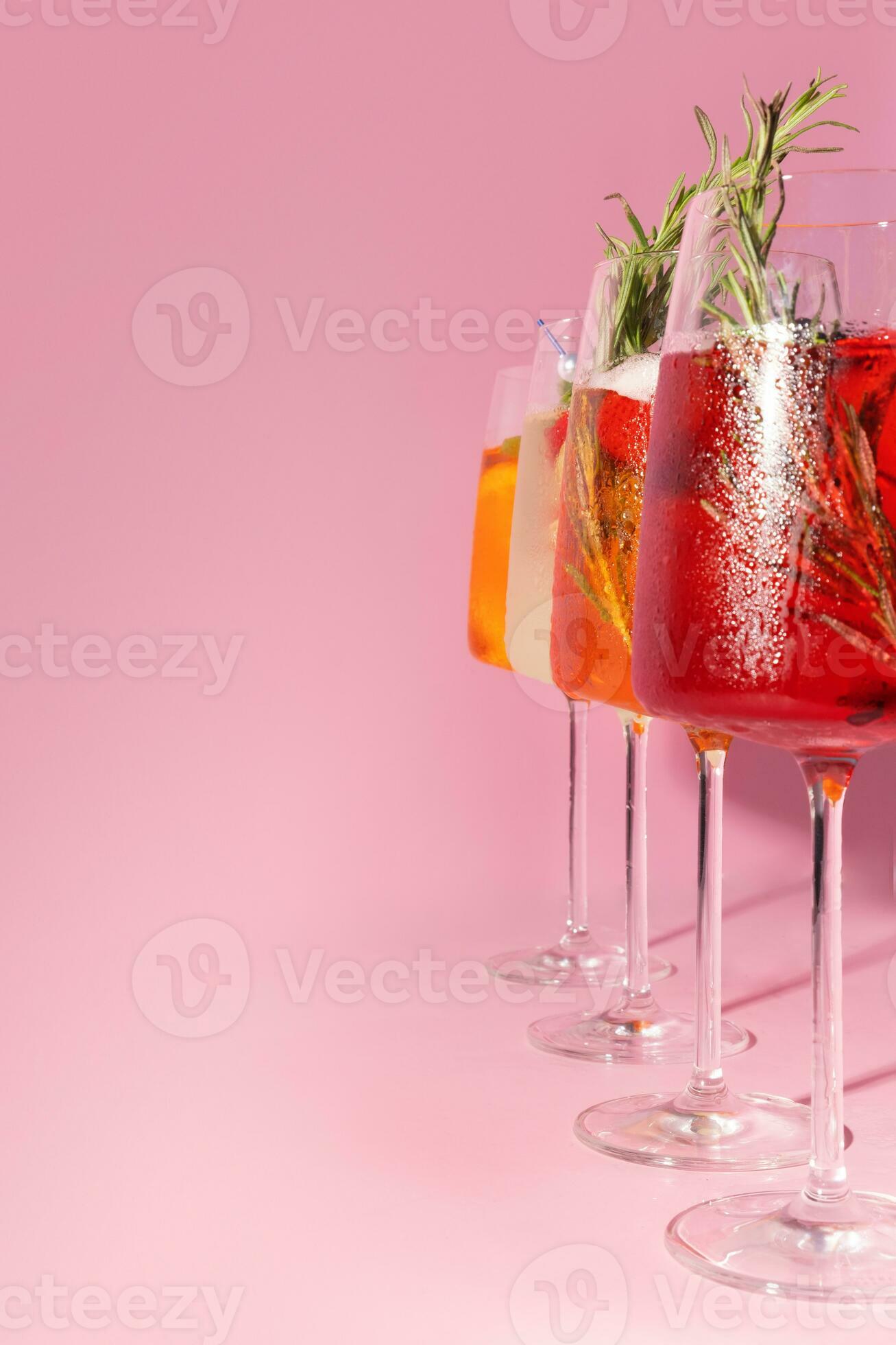 Summer alcoholic cocktails with ice. Relaxing refreshing drinks for hot