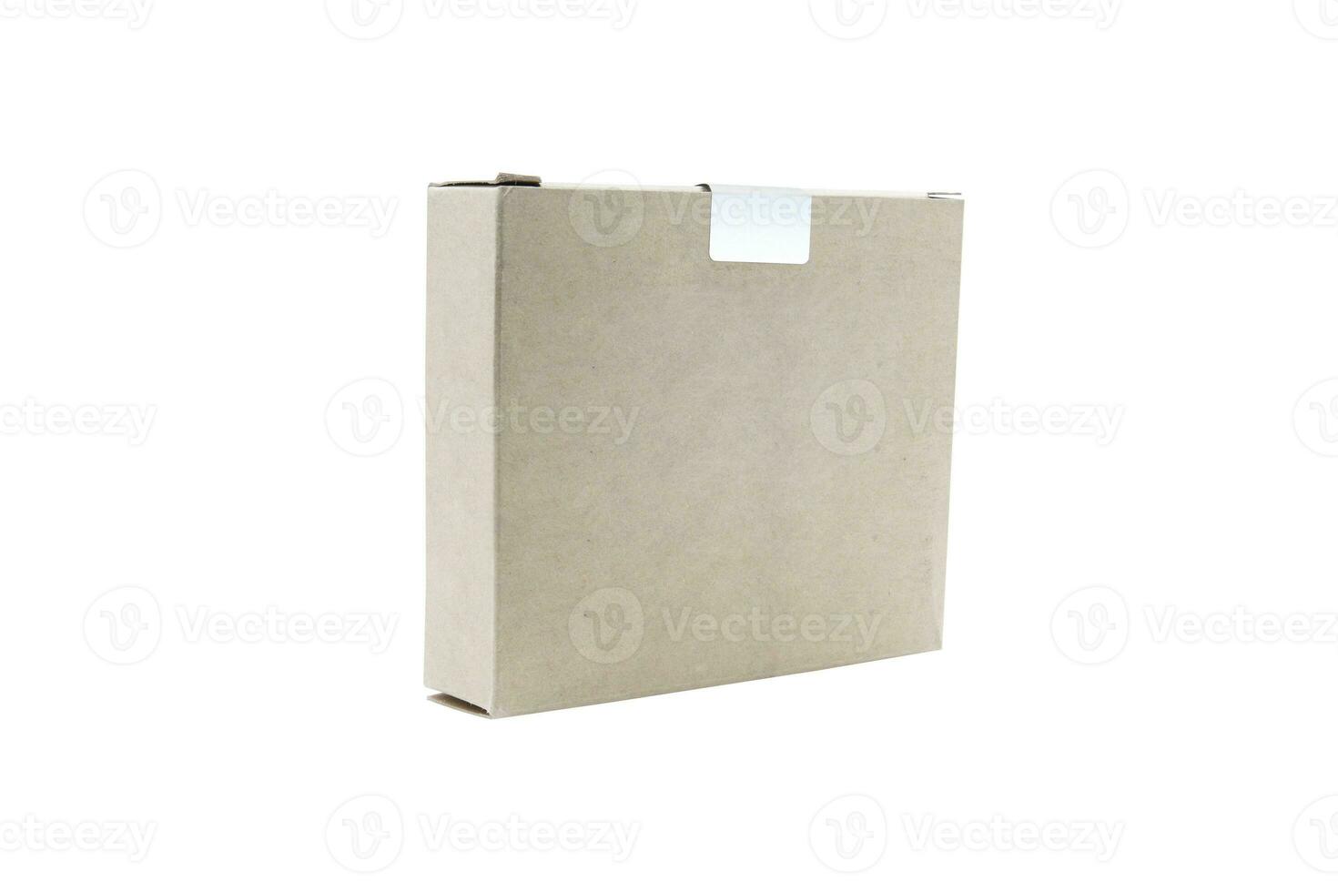 Blank cardboard narrow box isolated on white background photo