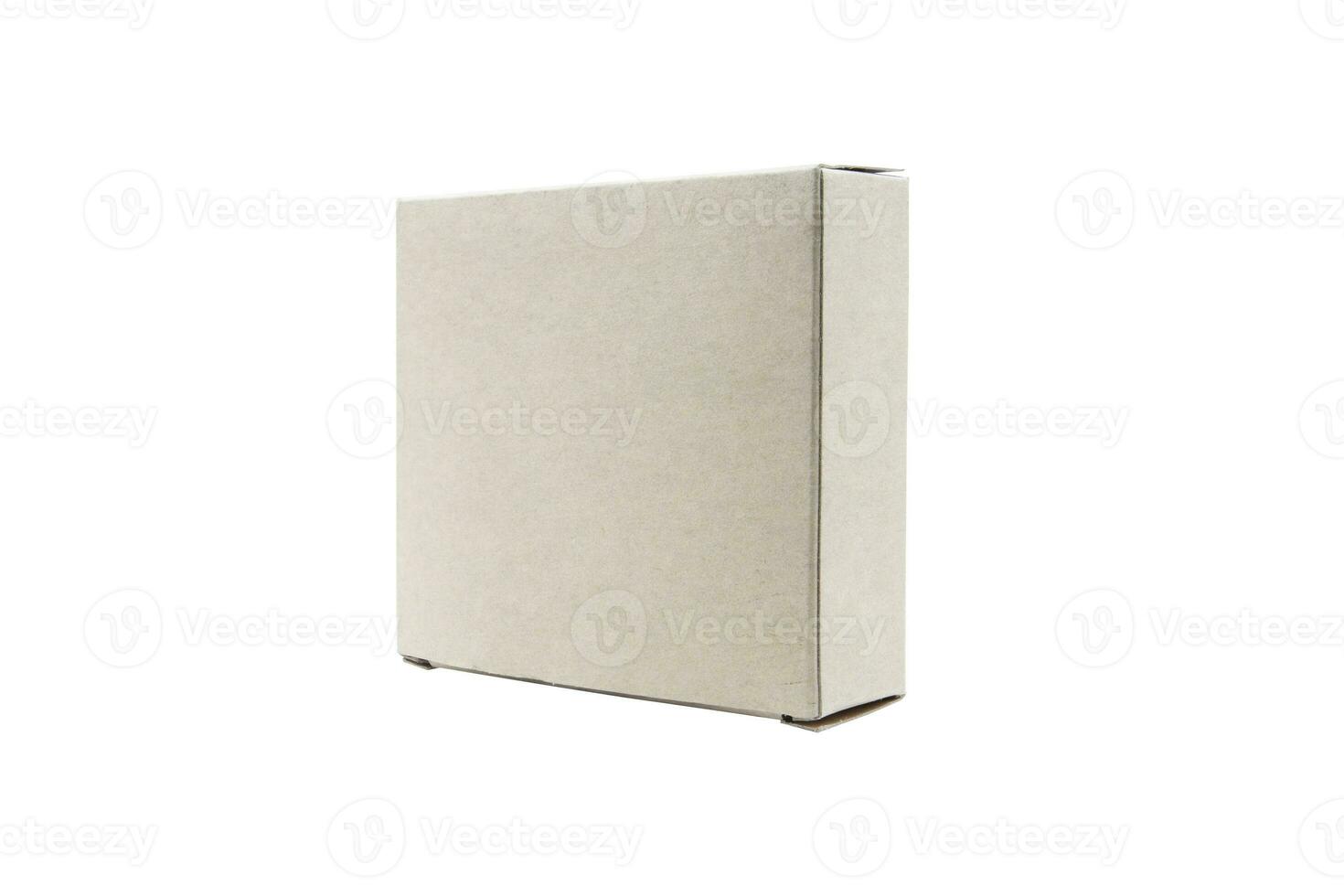 Blank cardboard narrow box isolated on white background photo