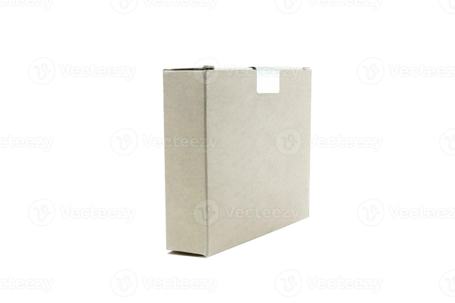 Blank cardboard narrow box isolated on white background photo