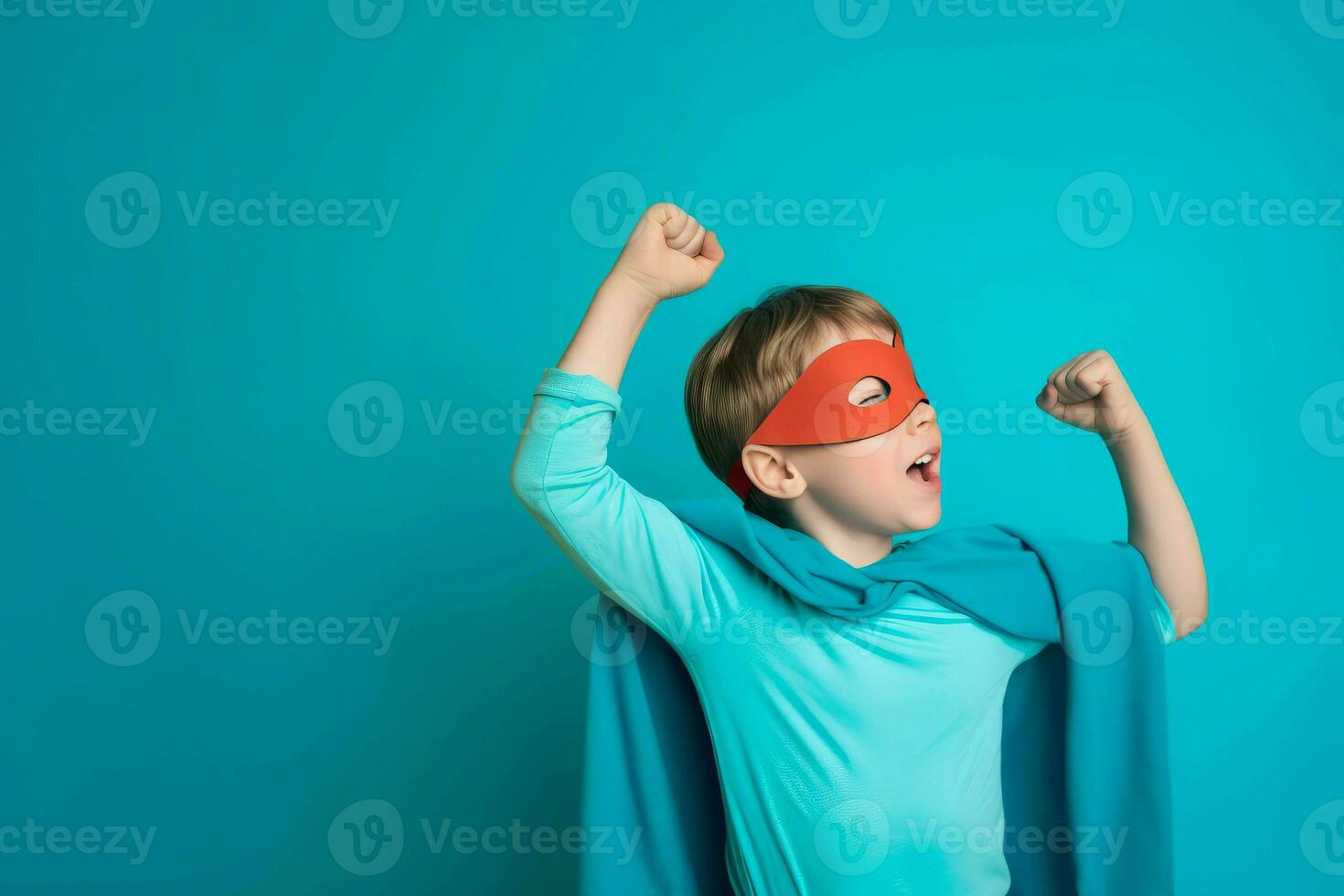 Little boy superhero bright. Generate Ai photo