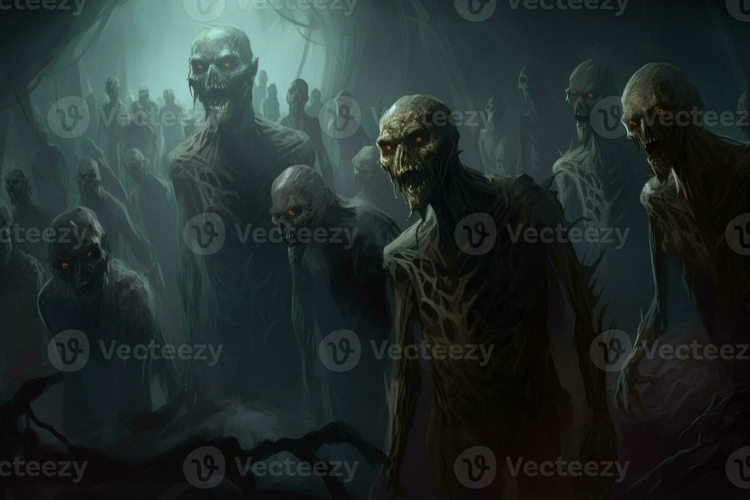 Undead zombie army. Generate Ai photo