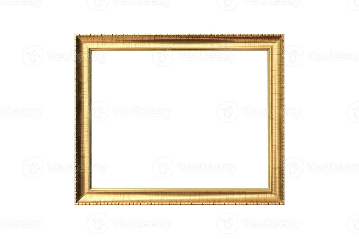 Wooden gold frame vintage isolated background. photo