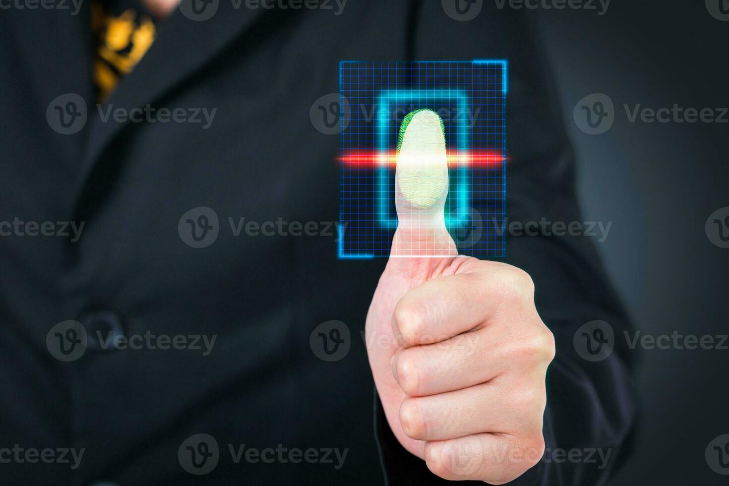 Businesswoman pressing  scan bar code high technology. photo