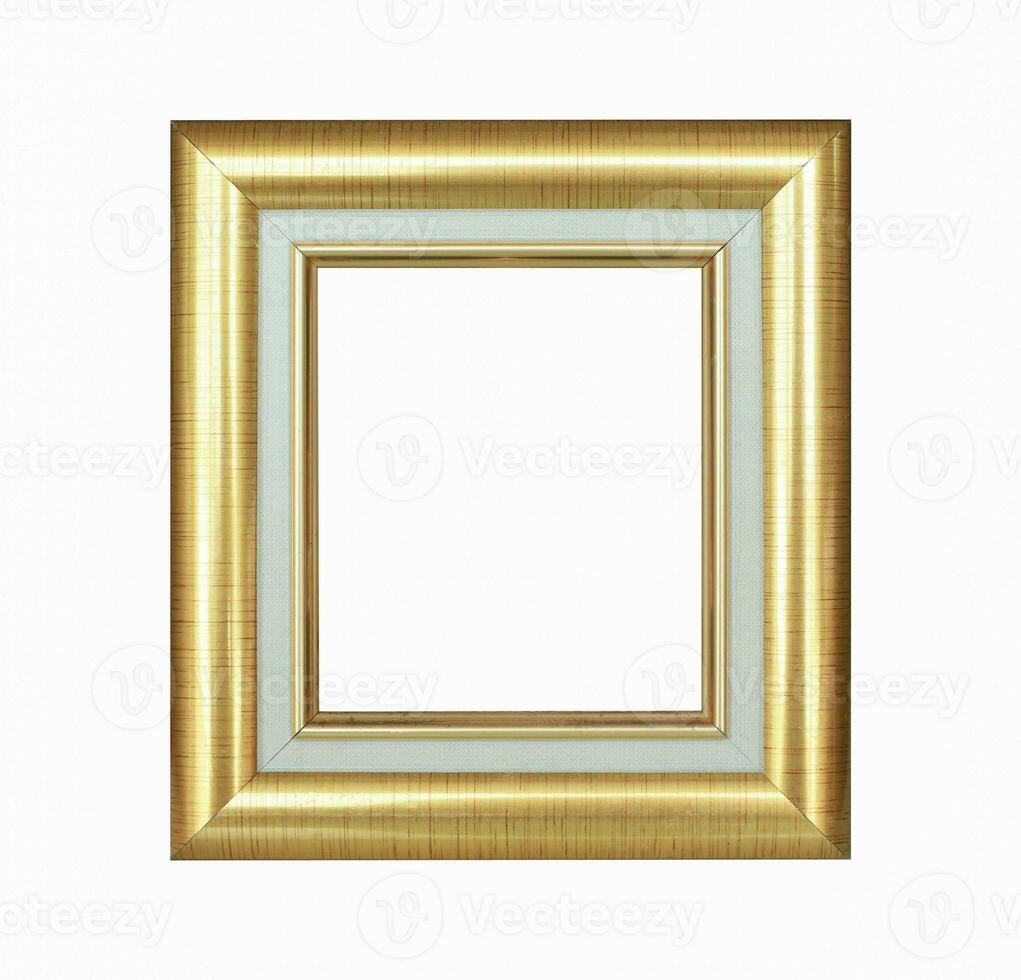Wooden gold frame vintage isolated background. photo