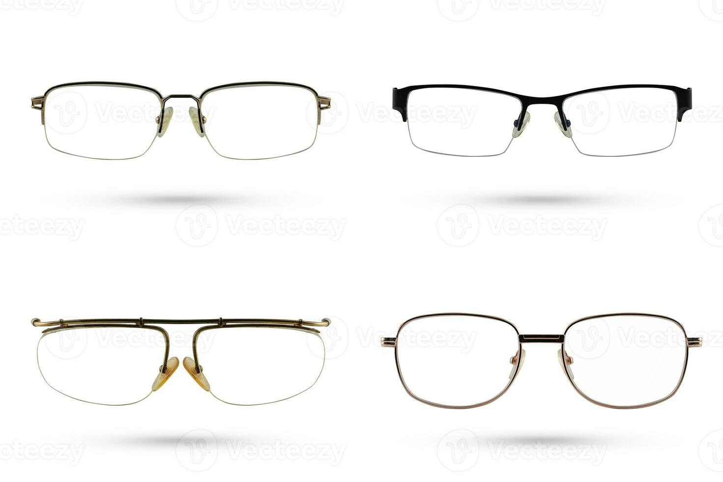 Classic Fashion eyeglasses style collections isolated on white background. photo