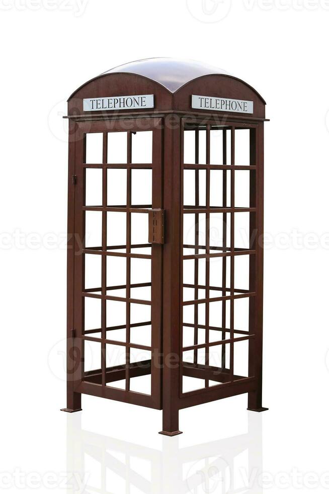 Classic vinetage telephone booth isolated white background, use clipping path photo