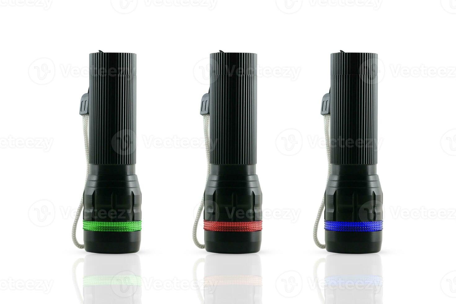 Flashlight collections colorful isolated white background. photo