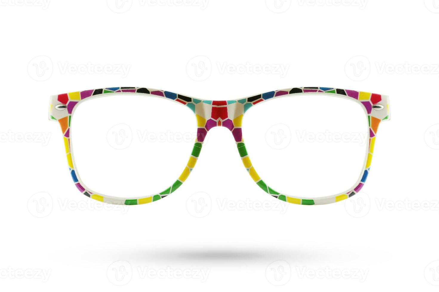 Fashion rainbow glasses style plastic-framed isolated on white background. photo