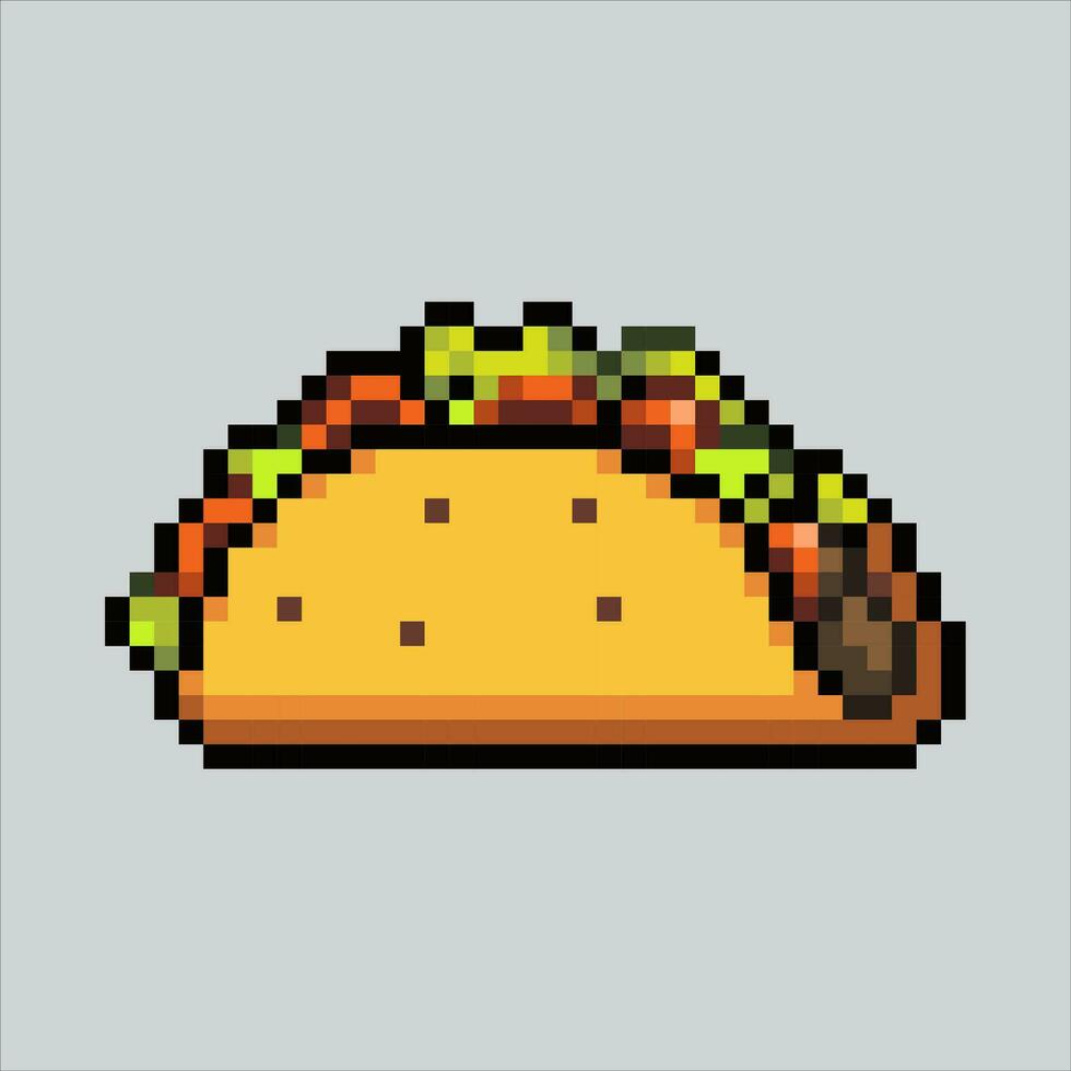 pixel arte ilustração taco. pixelizada taco. mexicano taco Comida ícone  pixelizada para a pixel arte jogos e ícone para local na rede Internet e  vídeo jogo. velho escola retrô. 27303559 Vetor no