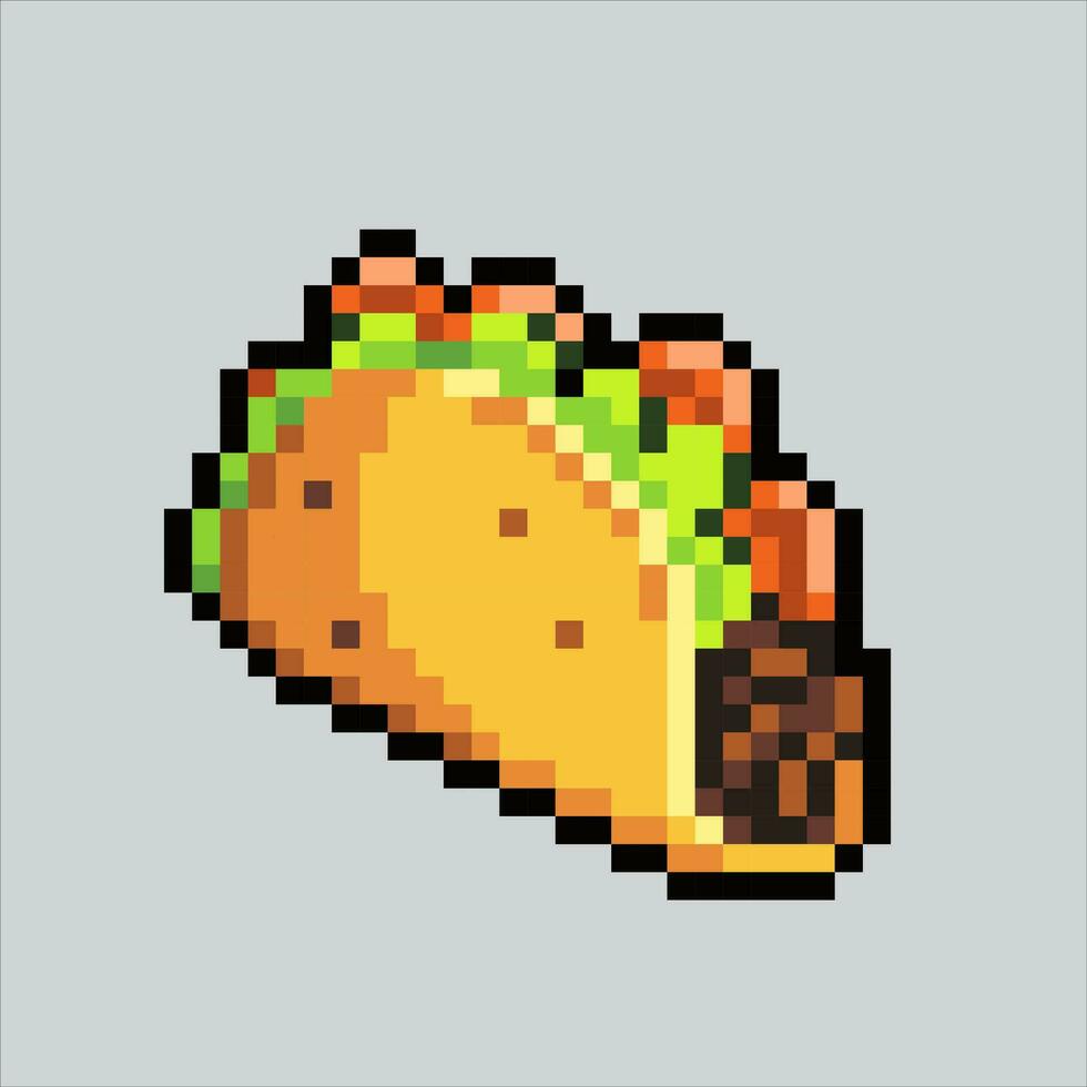 Pixel art illustration Taco. Pixelated Taco. Mexican taco food icon pixelated for the pixel art game and icon for website and video game. old school retro. vector