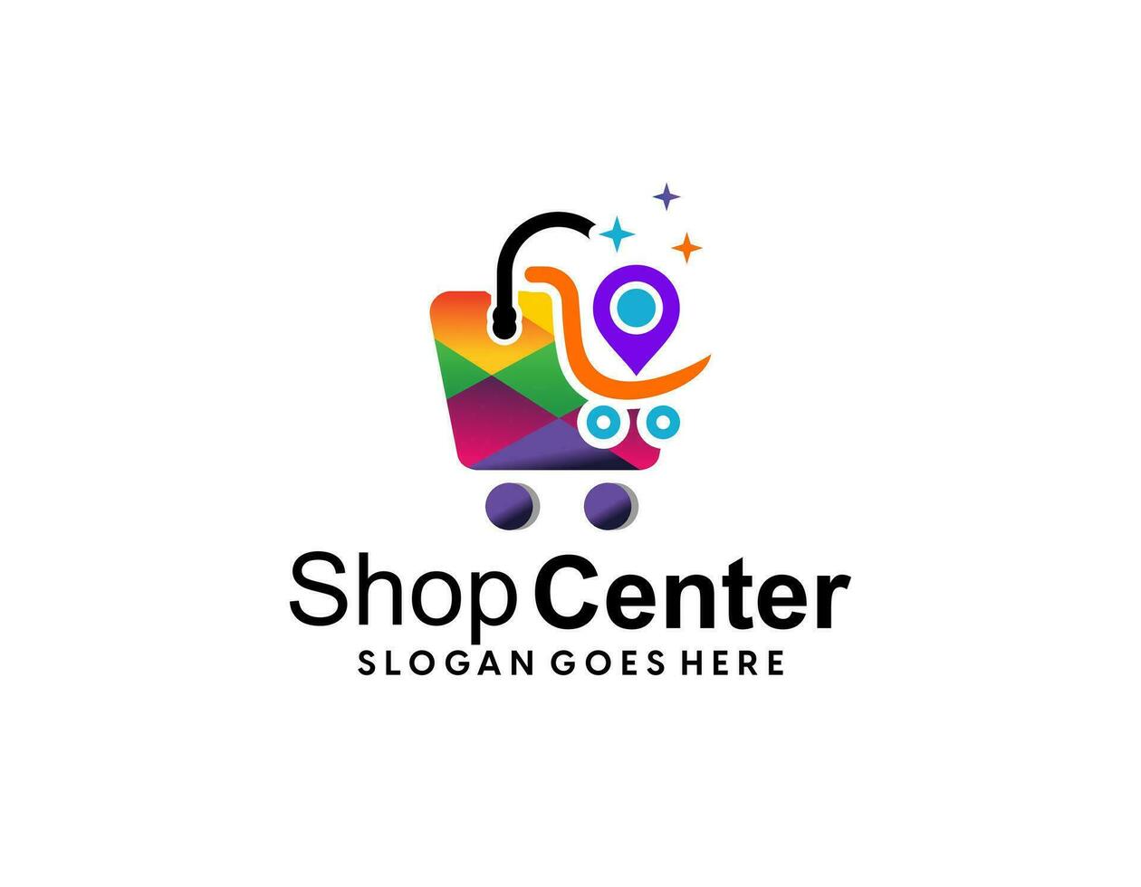 Creative modern abstract eCommerce logo design, colorful gradient online shopping bag logo design template vector