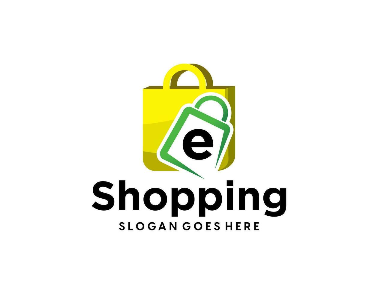 Shop logo with bag icon for e commerce and store logo vector