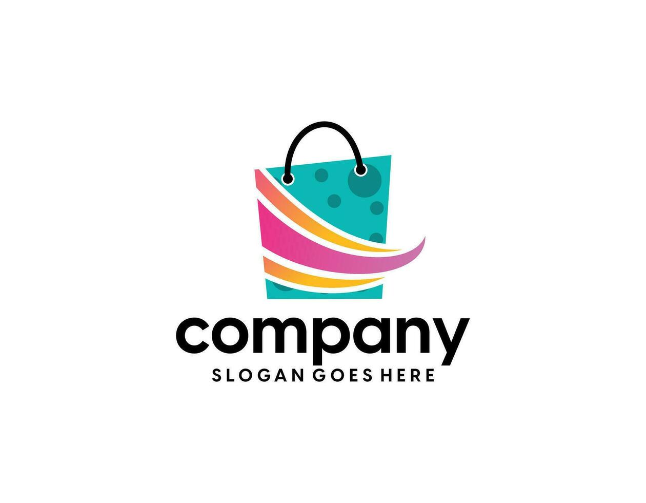 Shop logo with bag icon for e commerce and store logo vector
