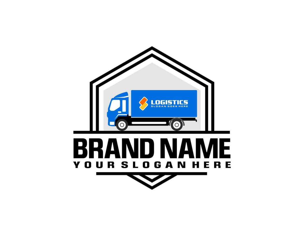 truck vector logo illustration,good for mascot,delivery,or logistic,logo industry,flat color,style with blue.