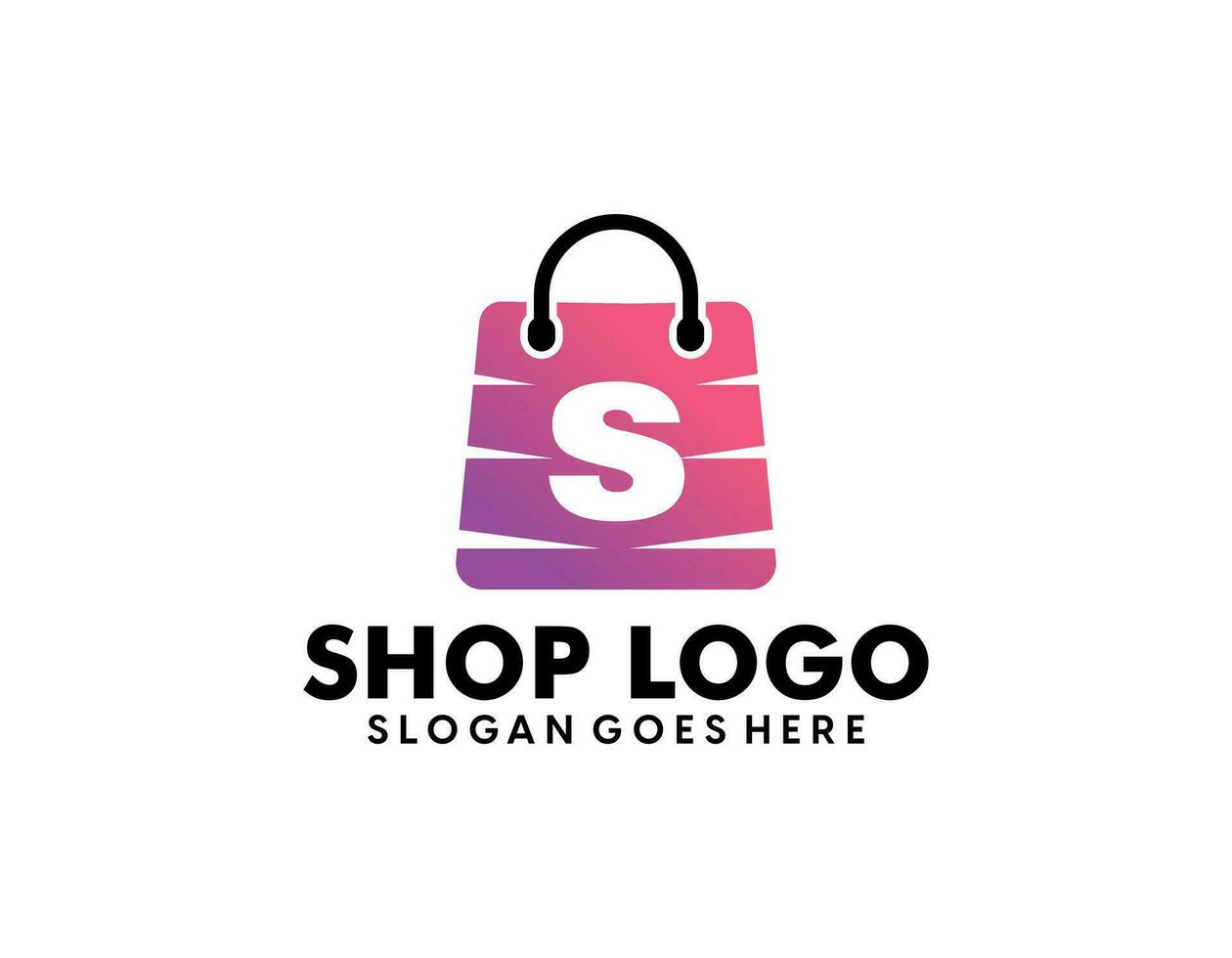 Shopping logo, E-commerce logotype, Shooping website, Purple gradient, Women's shopping website, fast shopping, E-store, website, application, template, business, company, online shop vector