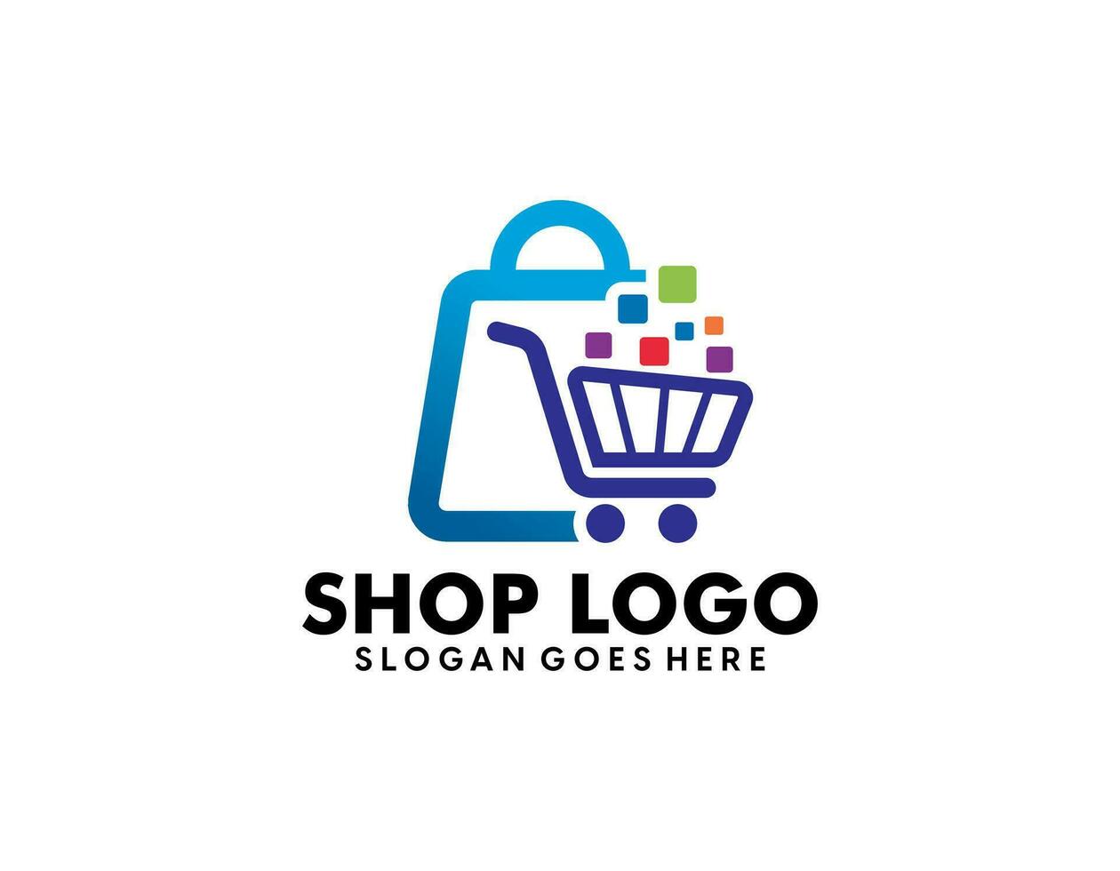 Online shopping logo design template vector