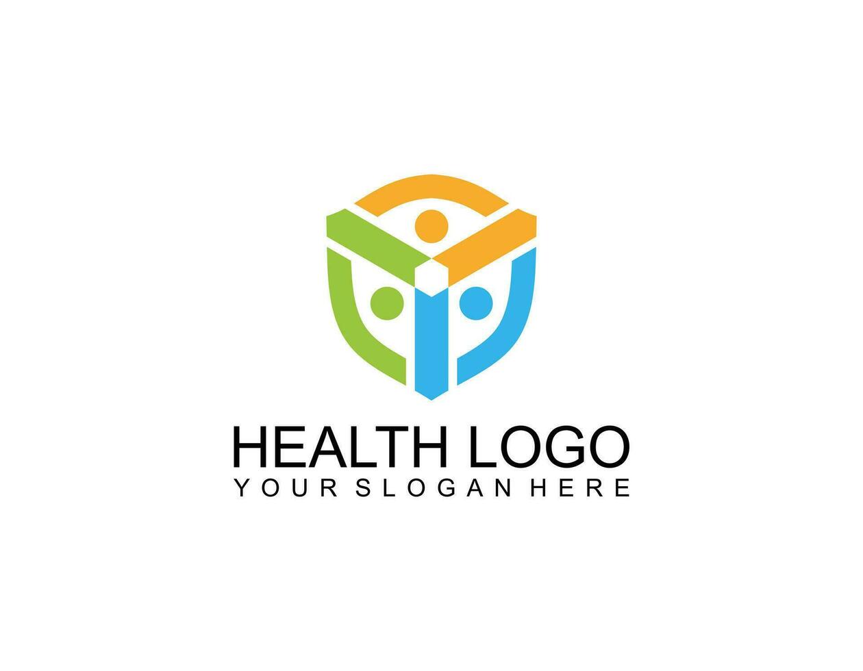 Abstract symbol with happy human silhouette. Sport, fitness, medical or health care center logo design concept. vector