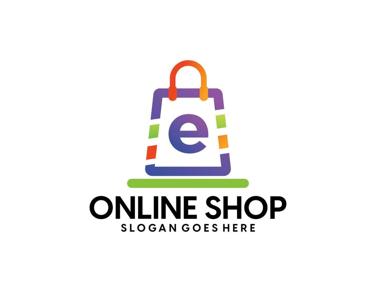 Shopping logo, E-commerce logotype, Shooping website, Purple gradient, Women's shopping website, fast shopping, E-store, website, application, template, business, company, online shop vector