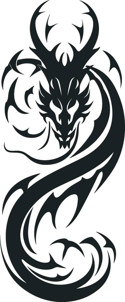 Hand drawn dragon tattoo vector design