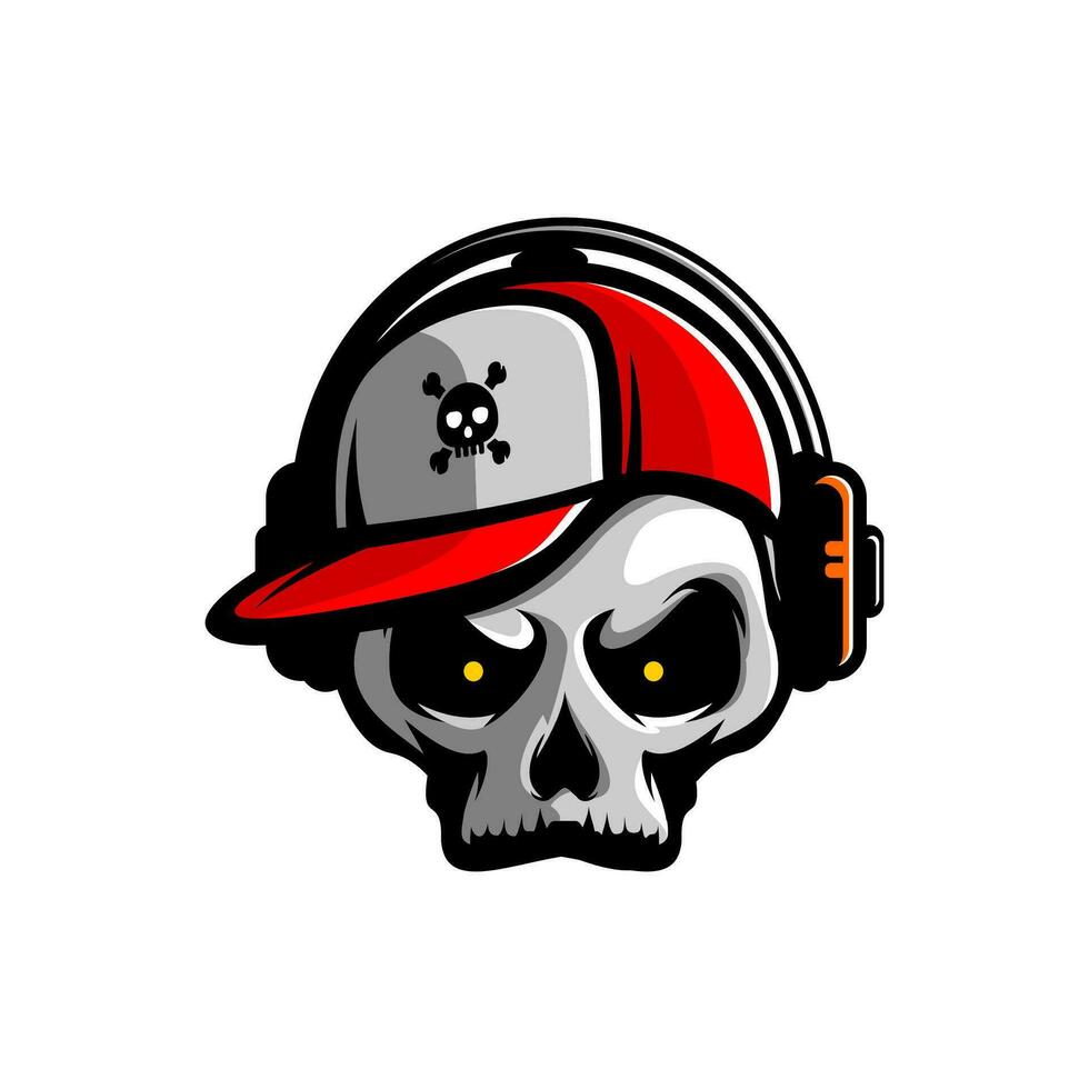 vector design of a human skull head wearing a hat