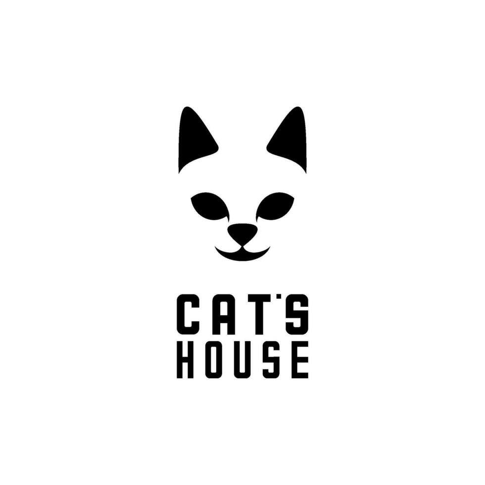 cute cat face logo vector design