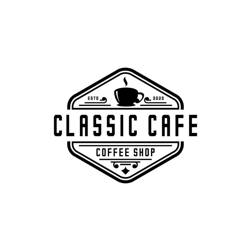 café taza logo vector diseño, café clásico logo