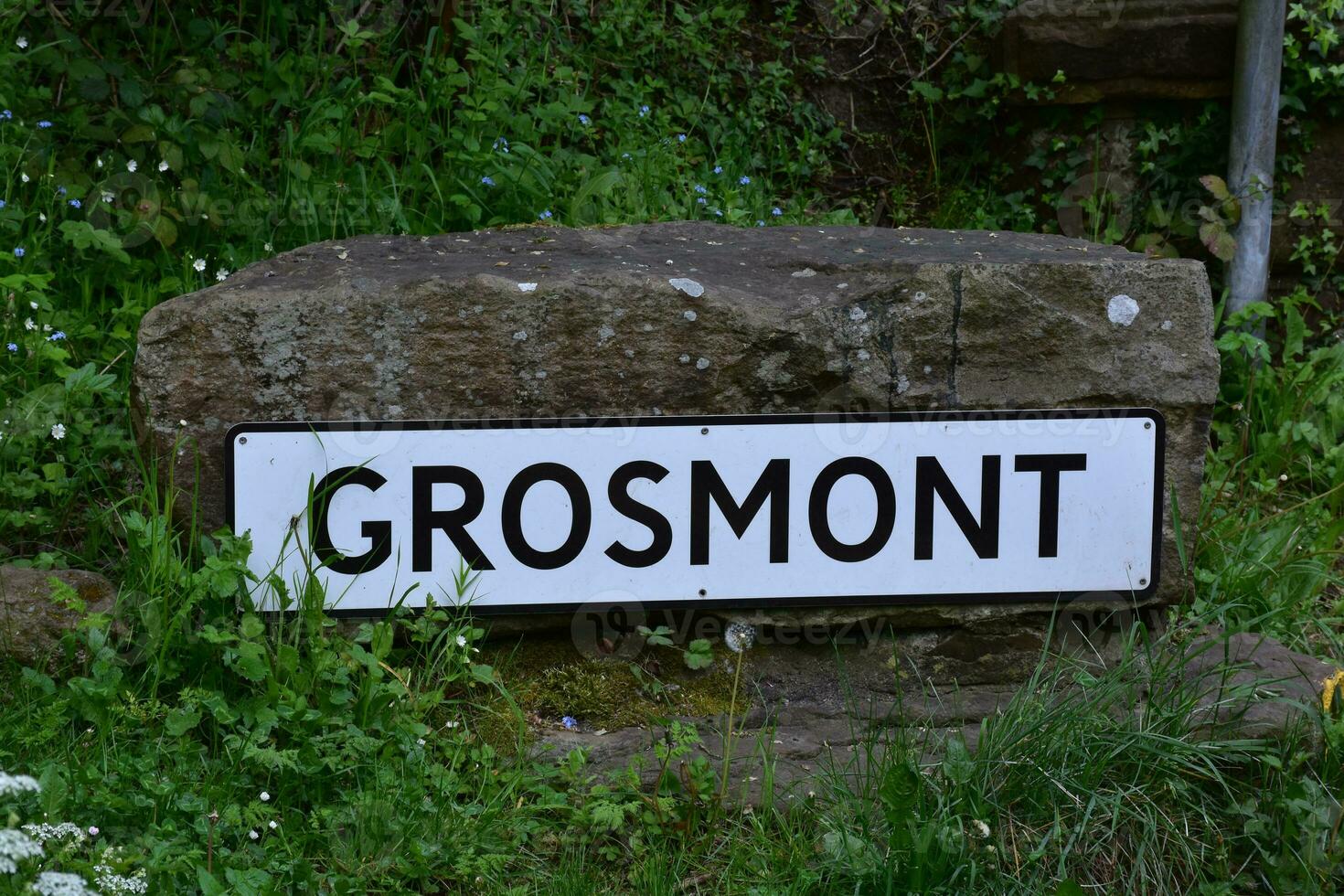 Sign Welcoming Visitors to Grosmont in Northern England photo