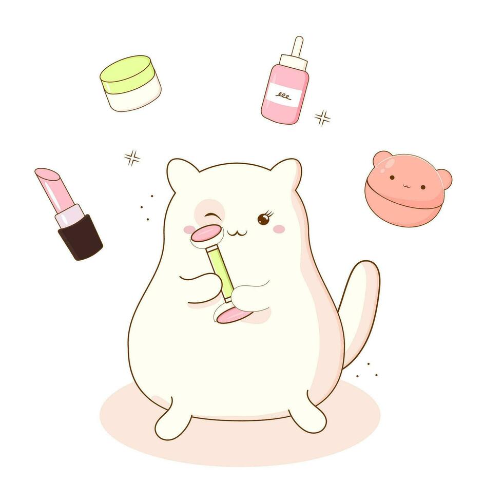 coreano productos cosméticos linda gato facial masajeador . vector