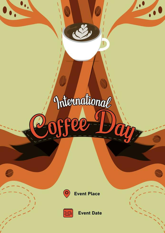 Poster Template International Coffee Day With Retro Themes Illustration 2.3 vector