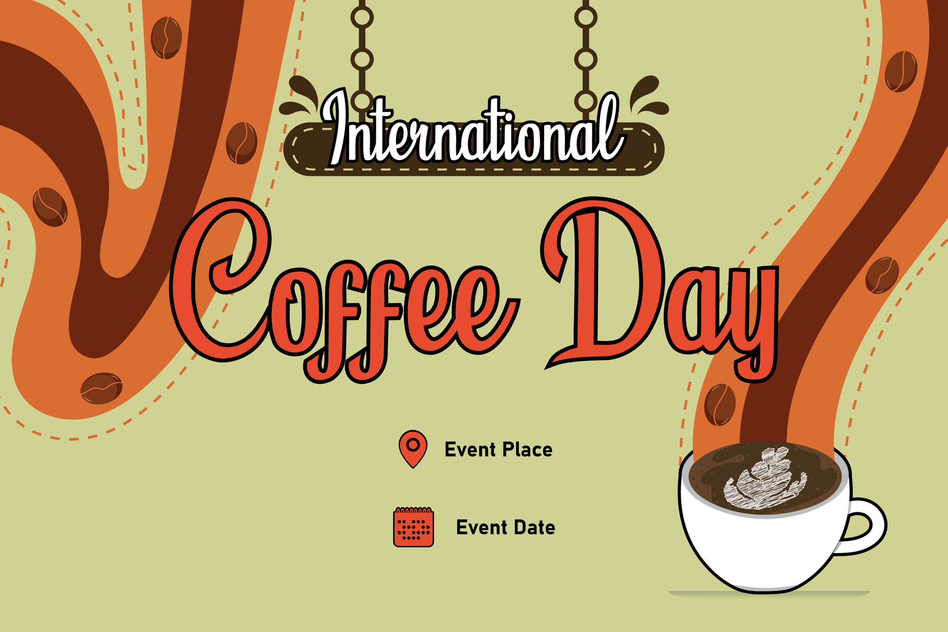 Template International Coffee Day With Retro Themes Illustration 2.5