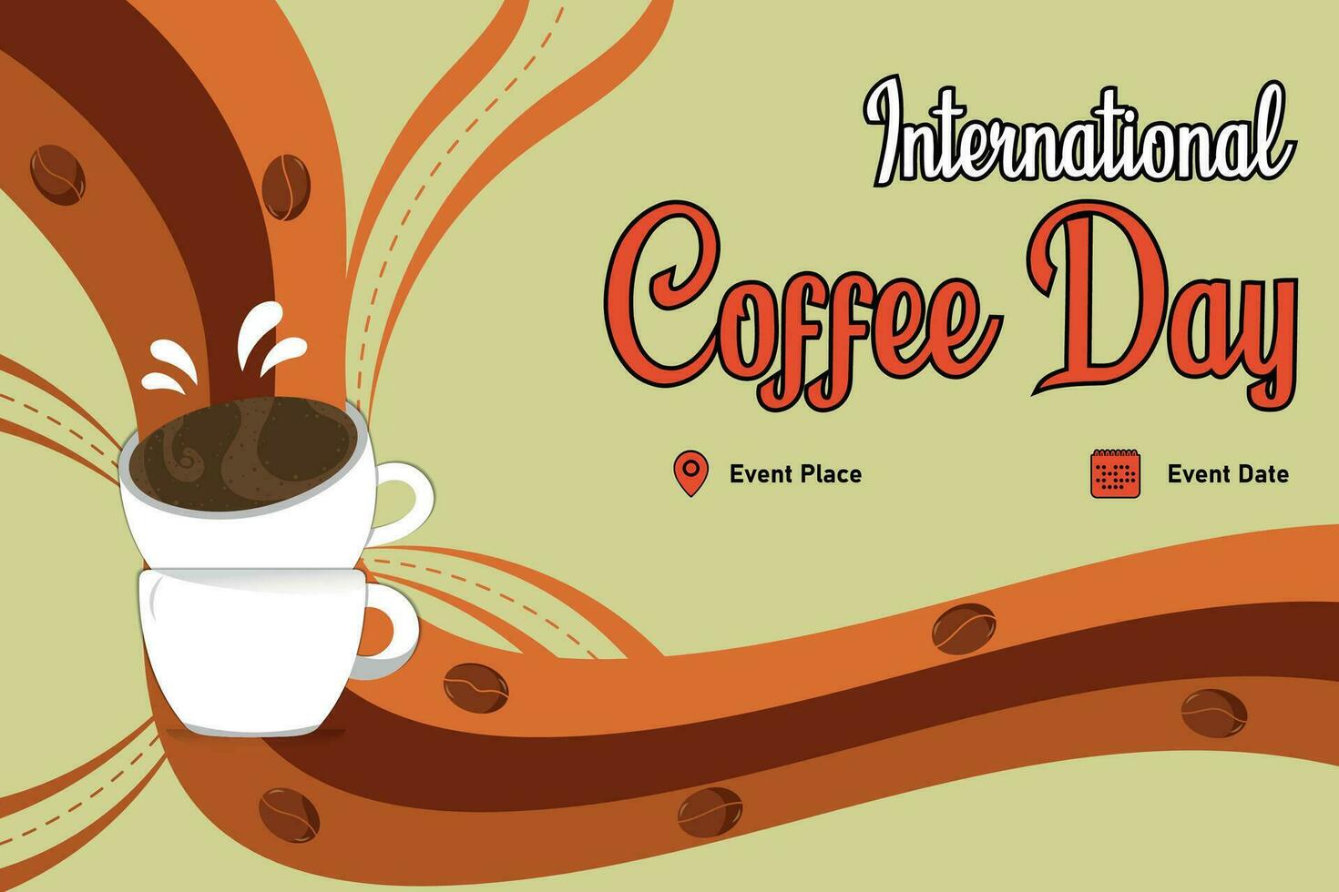 Template International Coffee Day With Retro Themes Illustration 2.2 vector