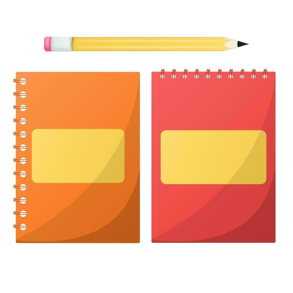 Two spiral notebook with pencil vector