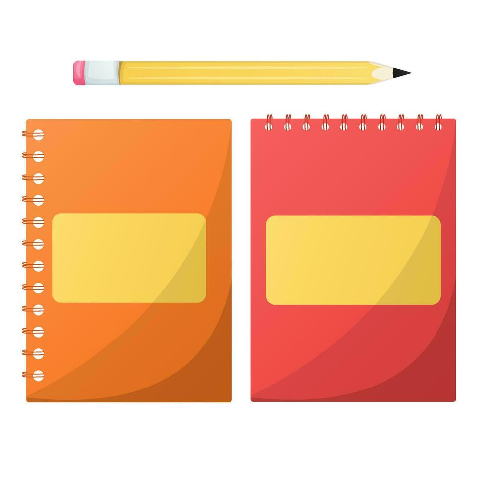 dos espiral cuaderno con lápiz vector