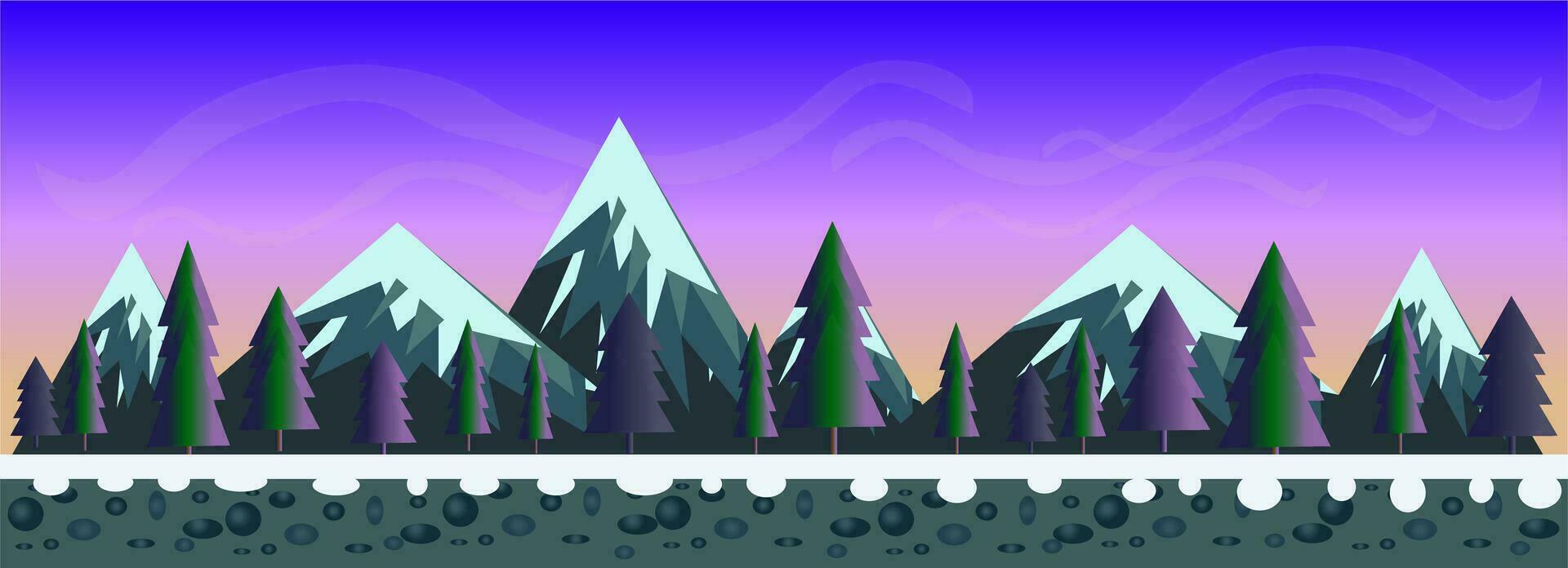 Snowy Mountain Game Background vector