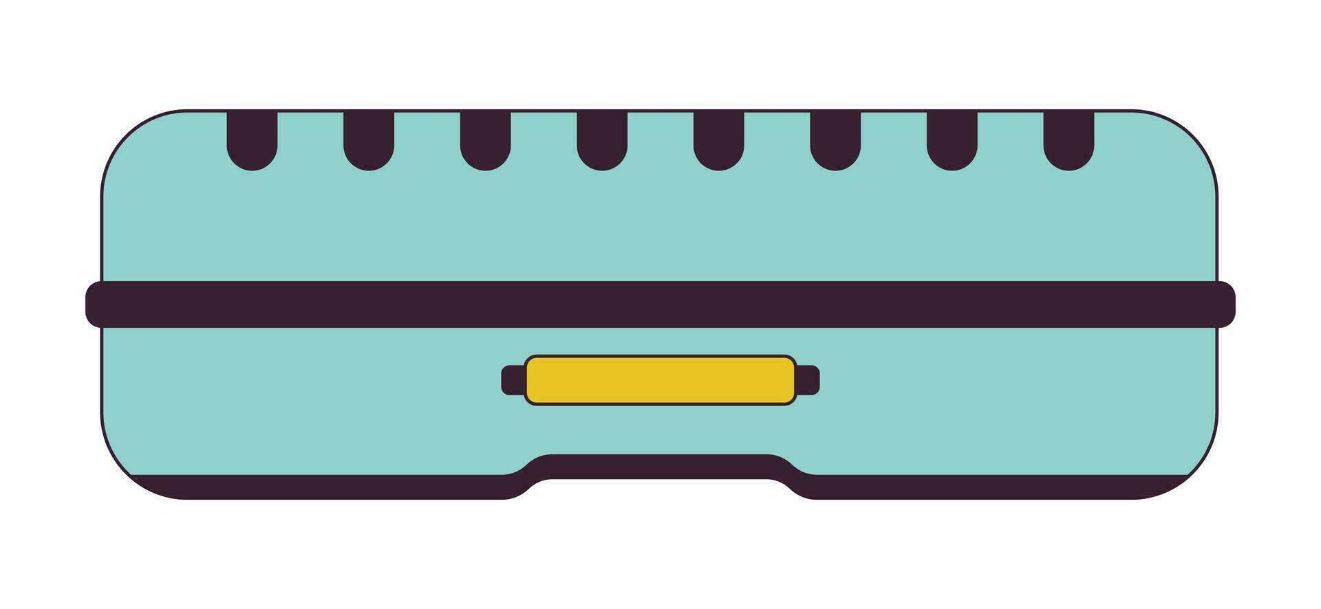 Valise journey flat line color isolated vector object. Briefcase lying. Suitcase travel. Editable clip art image on white background. Simple outline cartoon spot illustration for web design