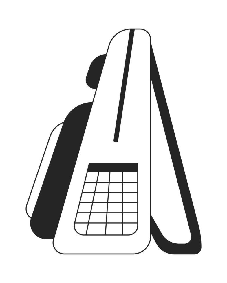 Backpack rucksack side view flat monochrome isolated vector object. School backpack bag. Knapsack. Editable black and white line art drawing. Simple outline spot illustration for web graphic design