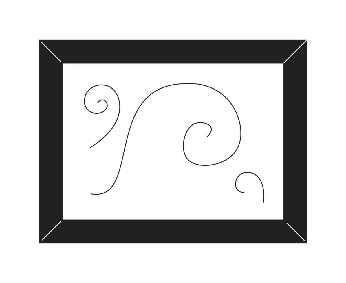 Abstract picture in wooden frame monochrome flat vector object. Editable black and white thin line icon. Simple cartoon clip art spot illustration for web graphic design