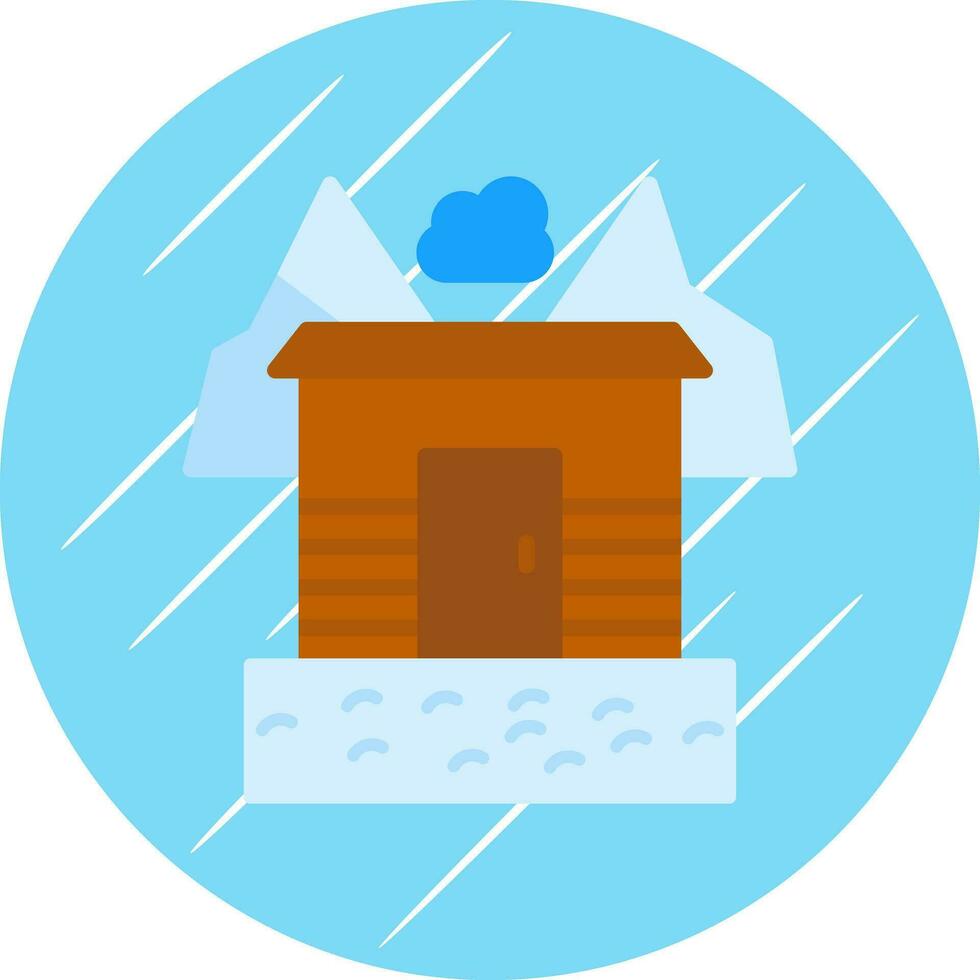 cubierto de nieve pueblo vector icono diseño