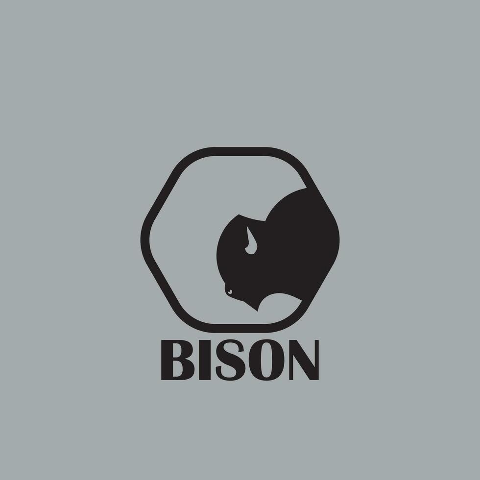 diseño de logotipo de bisonte vector