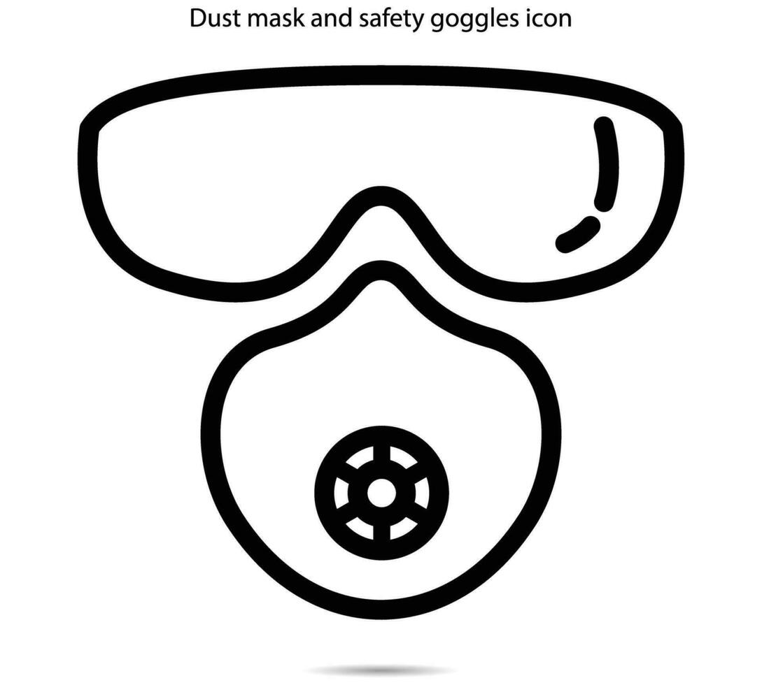 polvo máscara y la seguridad gafas de protección icono, vector ilustración.