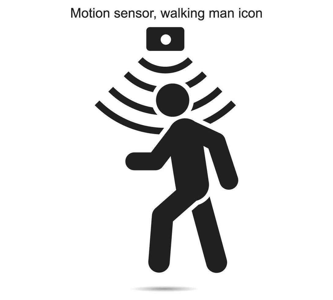 Motion sensor, walking man icon, vector illustration.