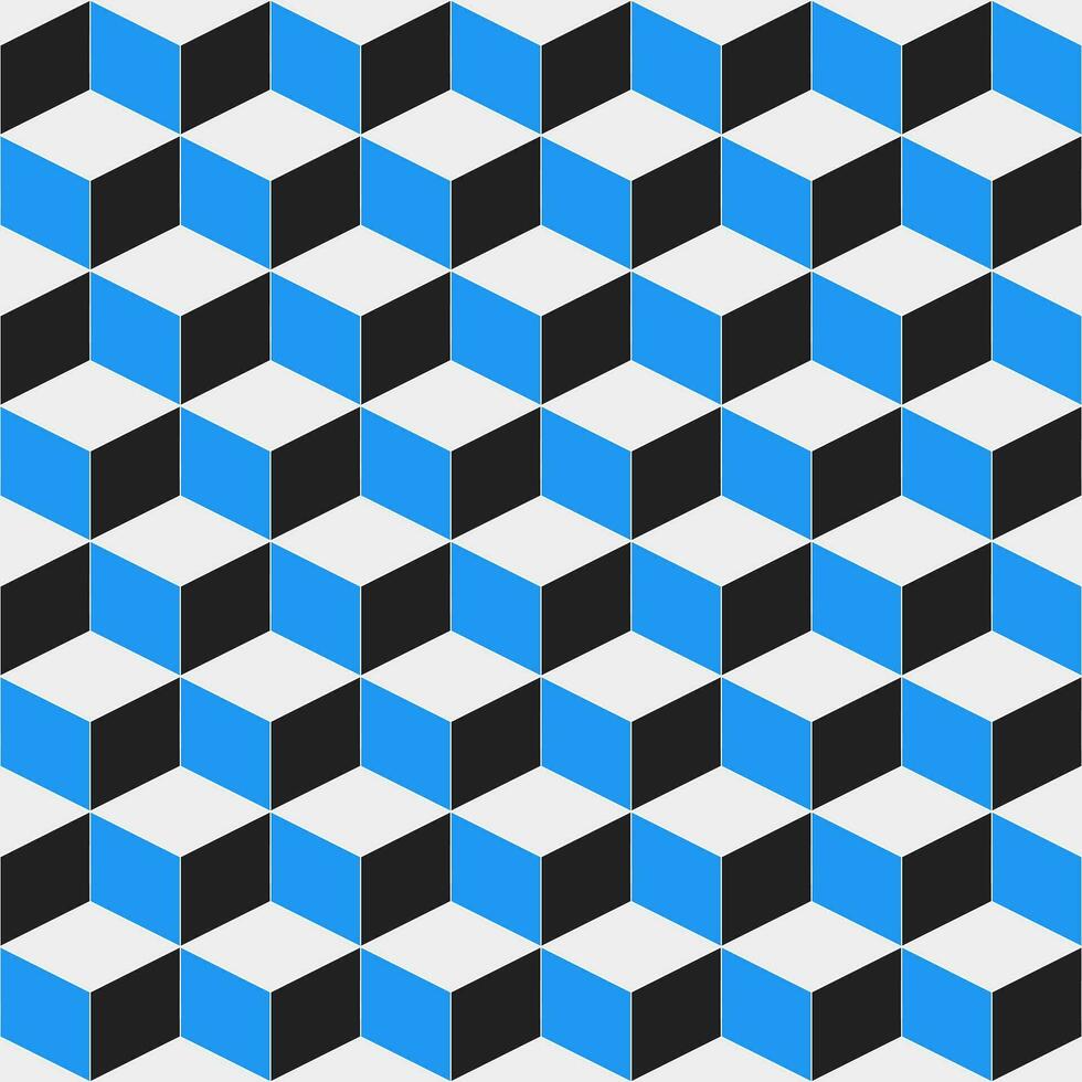 Blue and black cube. cube pattern. cube geometric. cube pattern background. cube background. Seamless pattern. for background, backdrop, decoration, gift wrapping, wall tiles, floor tiles vector