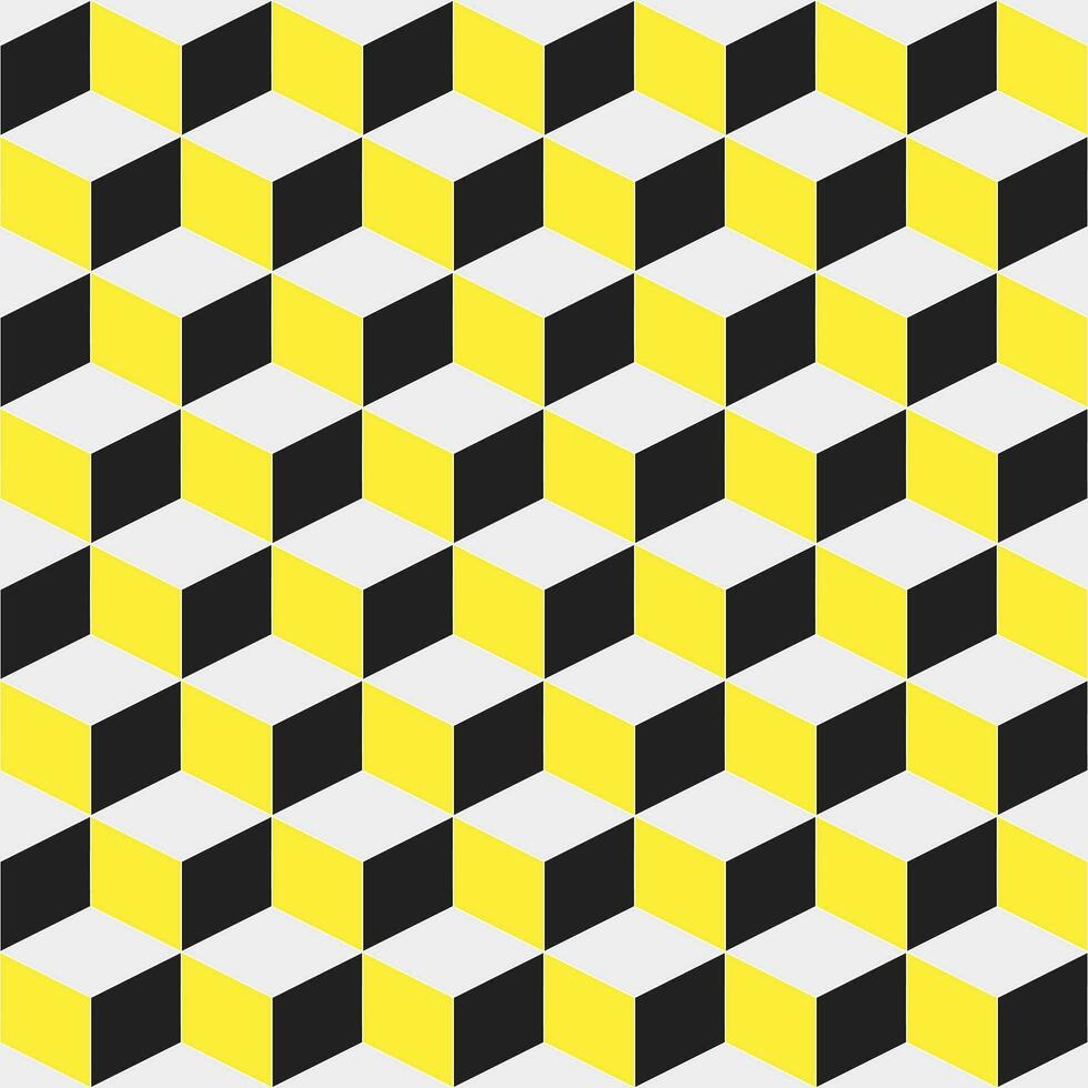 Yellow and black cube. cube pattern. cube geometric. cube pattern background. cube background. Seamless pattern. for background, backdrop, decoration, gift wrapping, wall tiles, floor tiles vector
