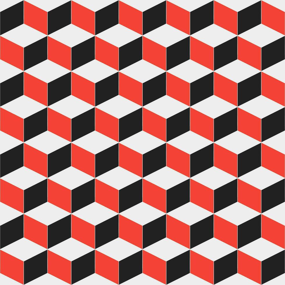 Red and black cube. cube pattern. cube geometric. cube pattern background. cube background. Seamless pattern. for background, backdrop, decoration, gift wrapping, wall tiles, floor tiles vector