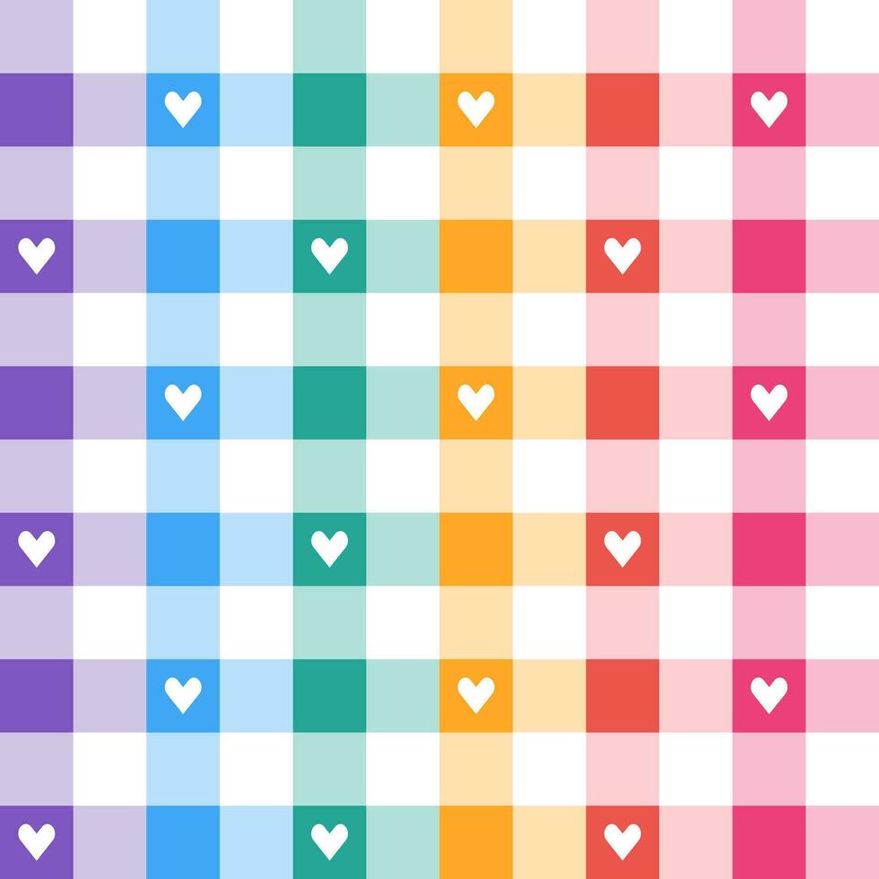 Rainbow plaid pattern background. plaid pattern background. plaid background. Seamless pattern. for backdrop, decoration, gift wrapping, gingham tablecloth, blanket, tartan, fashion fabric print. vector