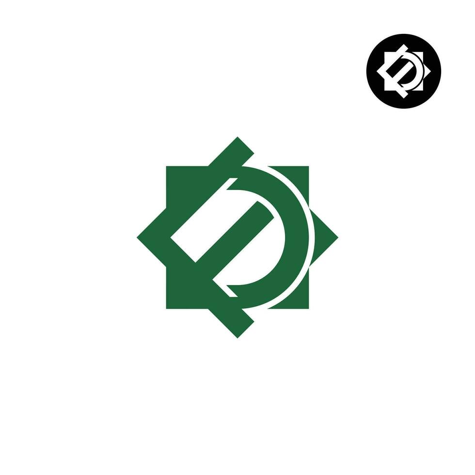 Letter FD DF Star or Sun Monogram Logo Design Square vector