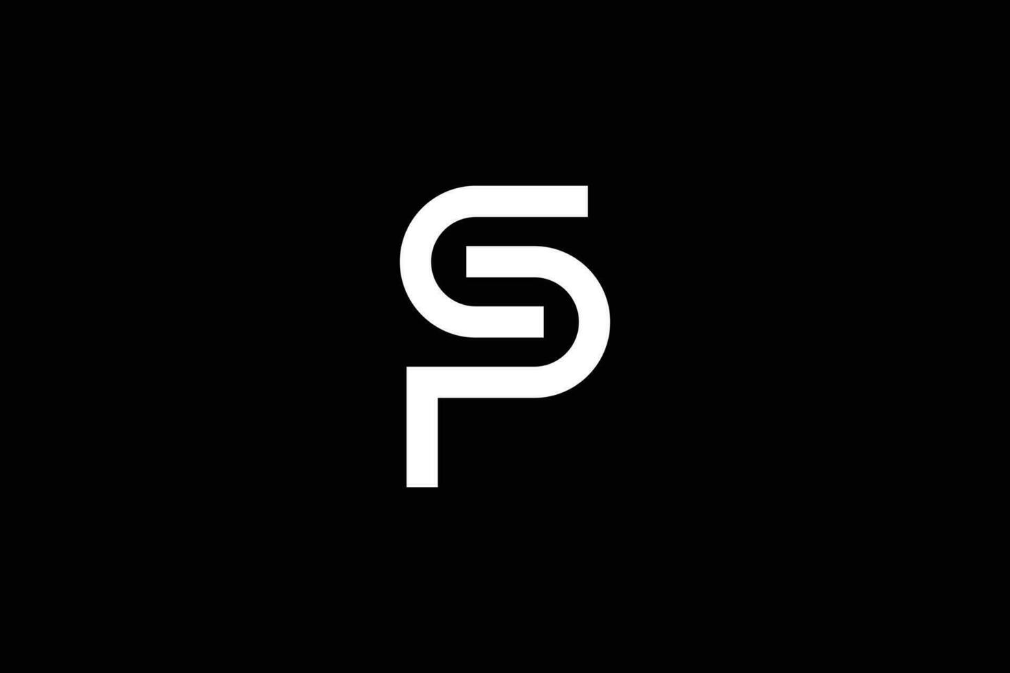 Creative and minimalist initial letter S P logo design template on black background vector