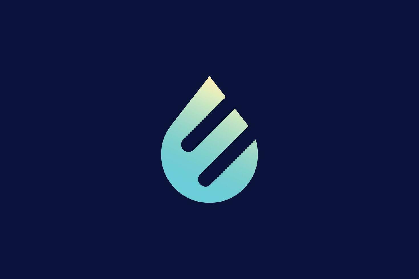 Creative and minimalist letter E water drop logo design template on black background vector