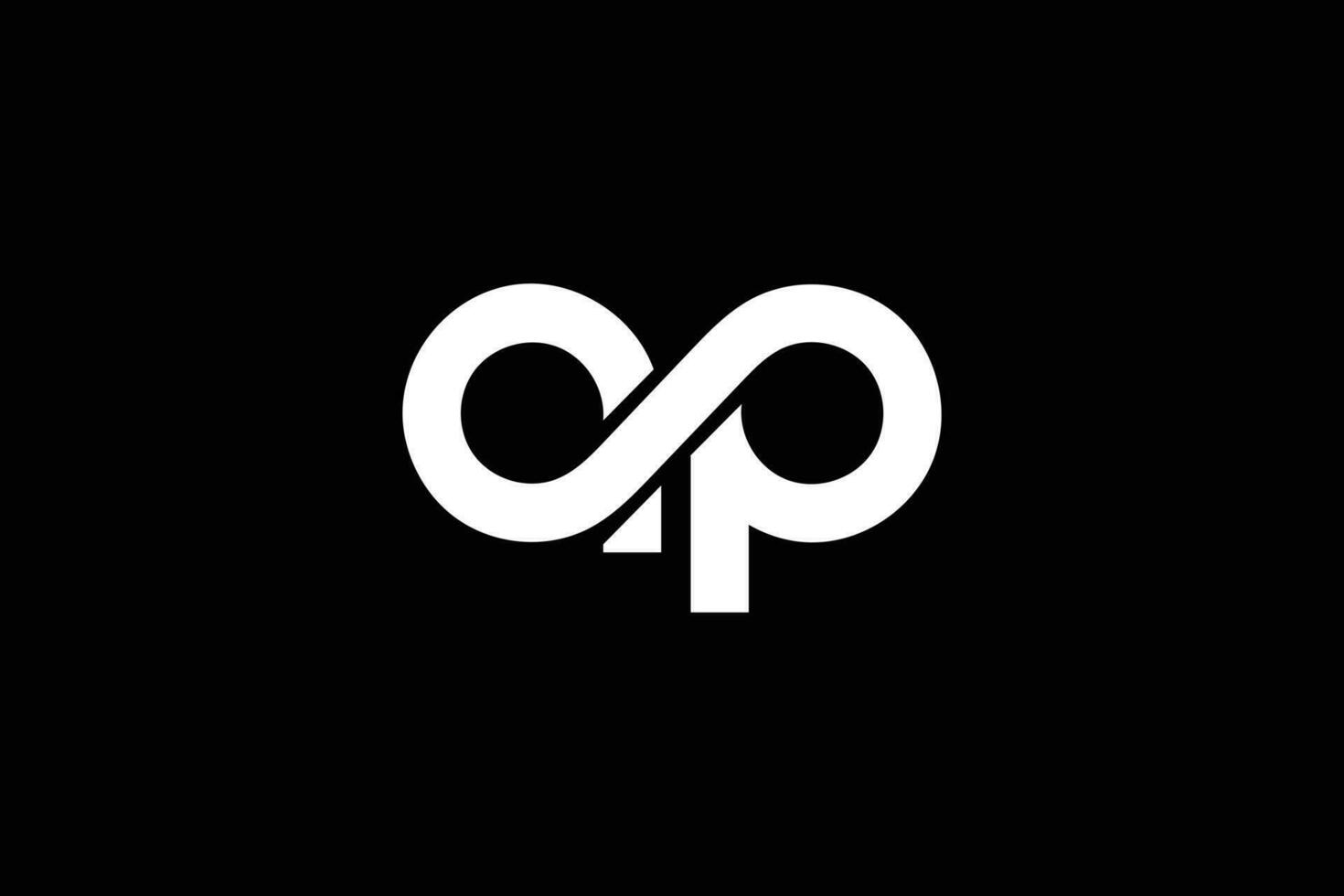 Creative and professional initial letter a p infinity logo design template on black background vector